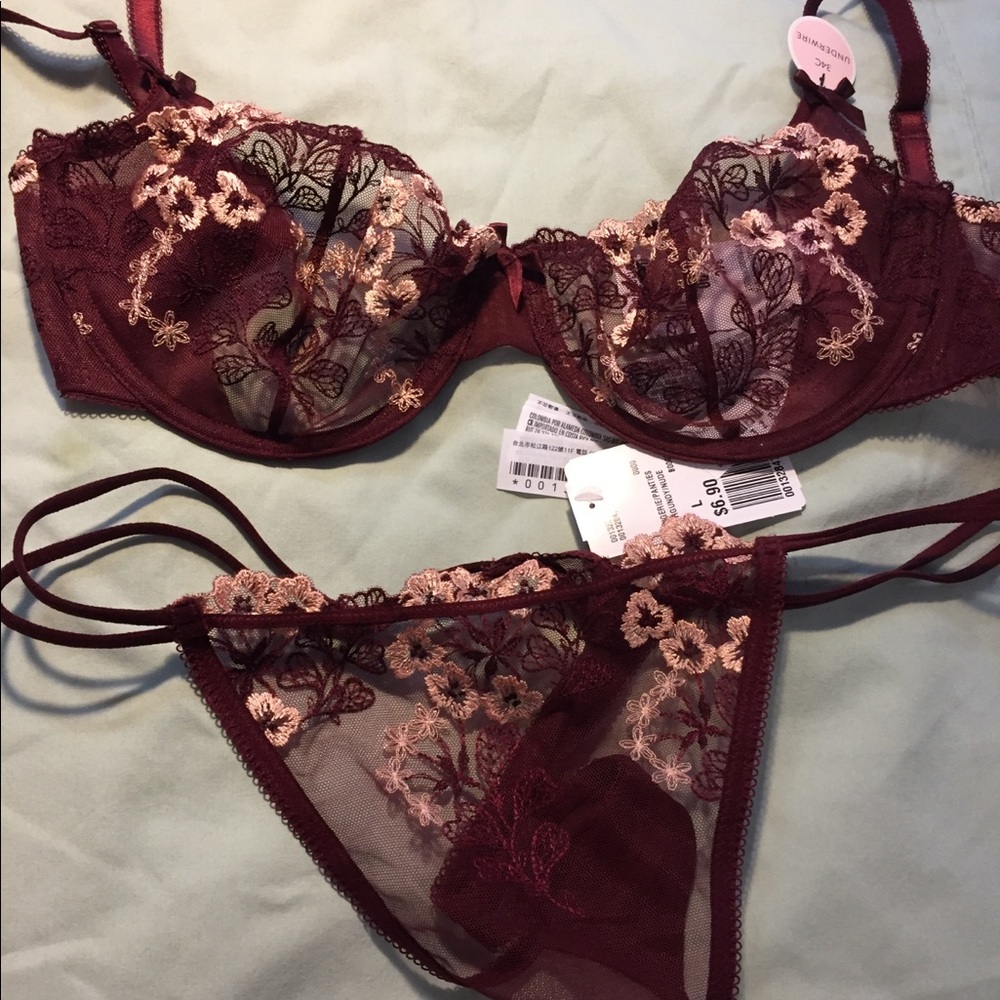Maroon bra and panty
